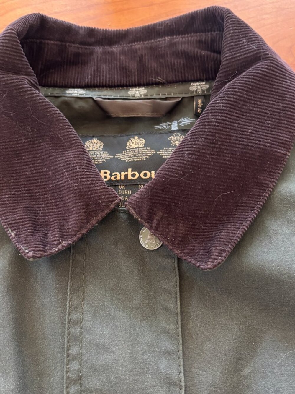 Barbour Shoreline Waxed Jacket Women's US 8 Olive Green - Picture 8 of 13